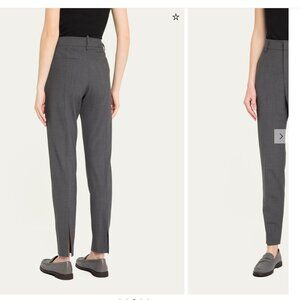 Brunello Cucinelli Monili Pants Gray Tropical Luxury Wool Split Hem Back Size 4